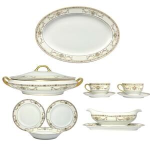 Hutschenreuther 10-Piece Bone China Dinnerware Set, Favorite HUT4 Flower Yellow